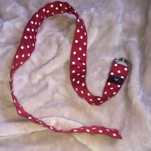 Red and white polkadot belt